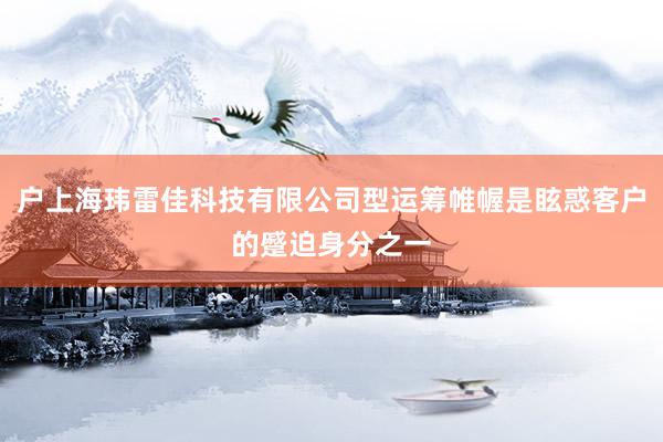 户上海玮雷佳科技有限公司型运筹帷幄是眩惑客户的蹙迫身分之一